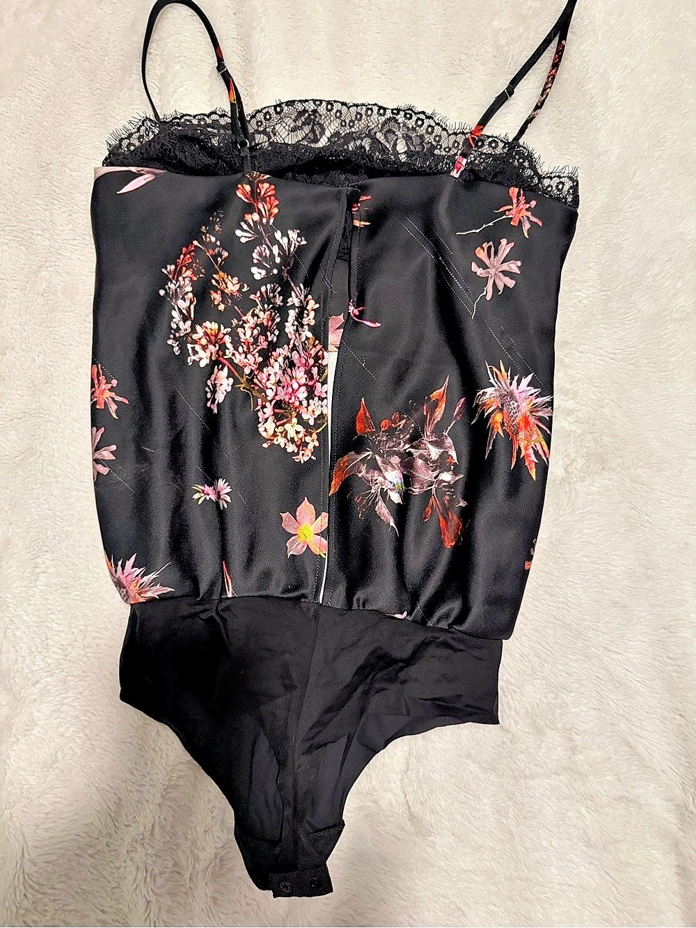 Victoria’s Secret Lace Bodysuit in Black & Pink open back. Size S.